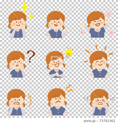 Facial expression illustration of a little girl 73782362