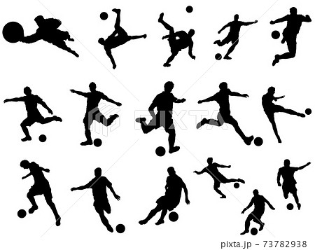 サッカーシルエット セットのイラスト素材