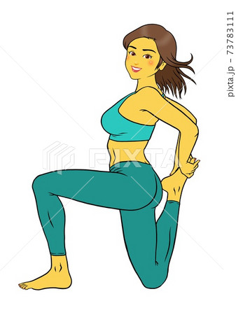 ストレッチをする フィットネスインストラクターの女性のイラスト素材 ストレッチをする フィットネスインストラクターの女性のイラスト素材
