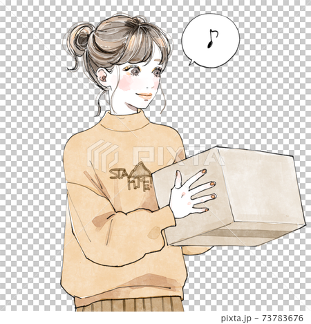 荷物を受け取った女性 荷物を受け取った女性 73783676