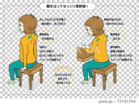 胸をはってゆっくり深呼吸！ 73783704