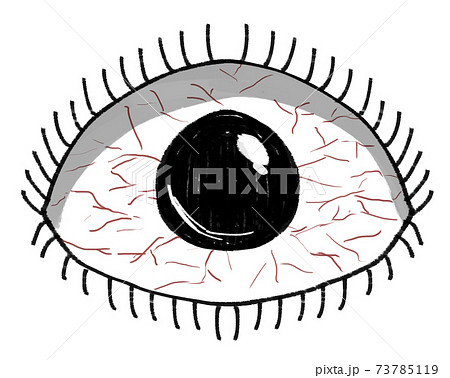 充血した黒色の目玉のイメージ素材のイラスト素材