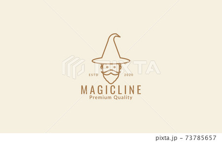 old man magician with beard line logo symbol icon vector graphic design old man magician with beard line logo symbol icon vector graphic design 73785657