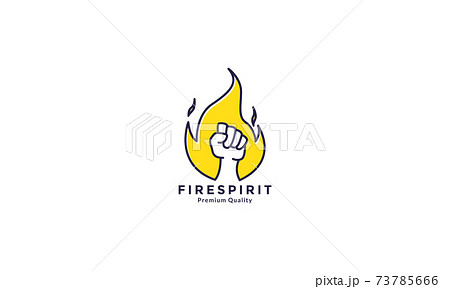 hand up with fire spirit line logo symbol vector icon graphic design 73785666
