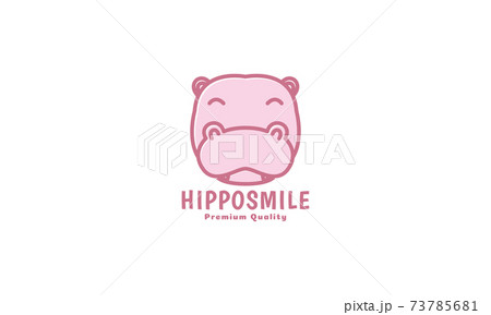 cute hippo or hippopotamus head smile  logo symbol icon vector graphic design 73785681