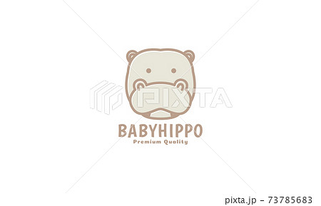cute rhino or hippo head line logo icon vector graphic design 73785683