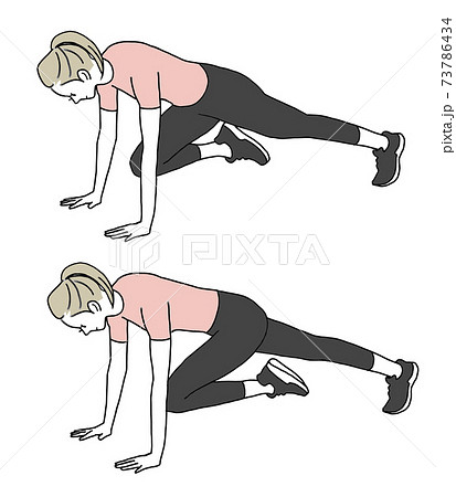 ストレッチをする女性インストラクターのイラスト素材