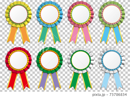 Gratitude and celebration Pleated emblem and ribbon without sample letters Vector illustration background transparent 73786834