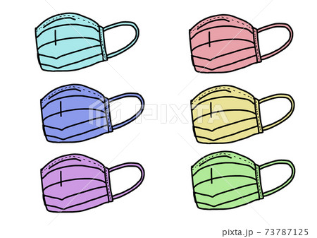 カラフル不織布マスク 鮮やかカラー のイラスト素材