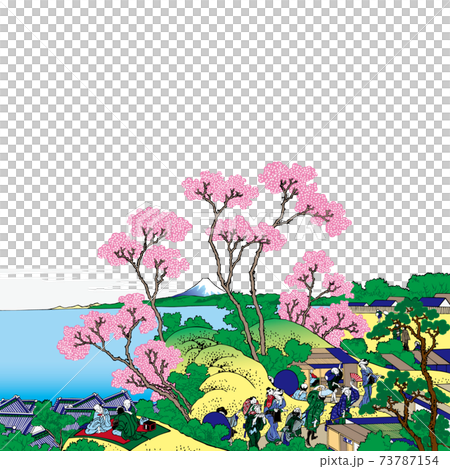 葛飾北齋圖像東海道品川品川御殿山No Fuji Bright Edition Square white background 73787154