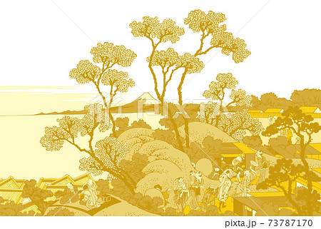 葛飾北斎イメージ東海道品川御殿山ノ不二金白バック 73787170