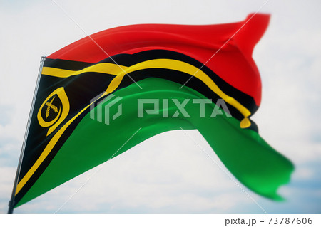 Waving flags of the world - flag of Vanuatu. Shot with a shallow depth of field, selective focus. 3D illustration. Waving flags of the world - flag of Vanuatu. Shot with a shallow depth of field, selective focus. 3D illustration. 73787606