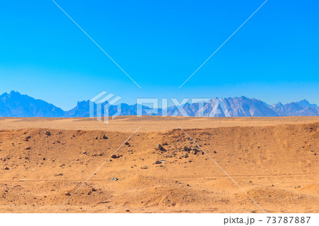 View of Arabian desert and mountain range Red Sea Hills in Egypt 73787887