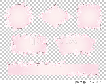 櫻花/分支框架集（具有閃光粉紅色背景） 73788140