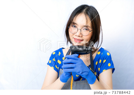 Asian girl with a mechanic job woman's problem 73788442