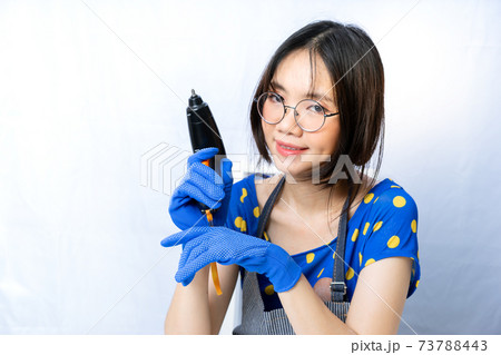 Asian girl with a mechanic job woman's problem 73788443