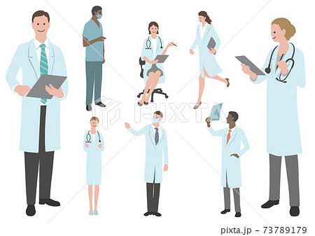 医師と看護師のイラストセットのイラスト素材