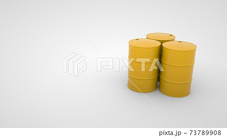 Industrial metal round barrels of yellow color, 3d illustration. Isolated design elements on white background, industrial production objects. Industrial metal round barrels of yellow color, 3d illustration. Isolated design elements on white background, industrial production objects. 73789908