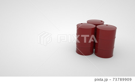 3d illustration, metal industrial barrels of red color. Industrial barrels for gasoline, design objects isolated on white background. 3d illustration, metal industrial barrels of red color. Industrial barrels for gasoline, design objects isolated on white background. 73789909