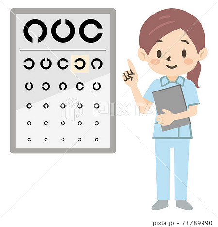 視力検査表と眼科医の女性のイラスト素材