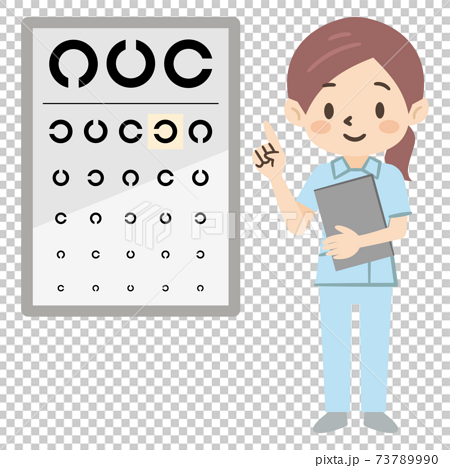 視力検査表と眼科医の女性のイラスト素材