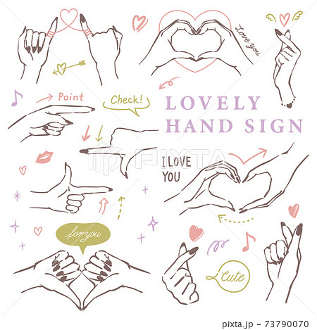 Fashionable Cute Hand Sign Hand Drawn Stock Illustration
