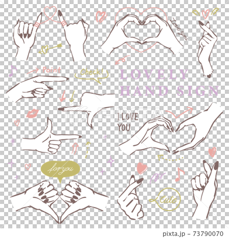 Fashionable cute hand sign hand-drawn... - Stock Illustration [73790070 ...