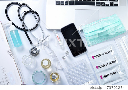 Testing kit result by using rapid test device for COVID-19,  73791274