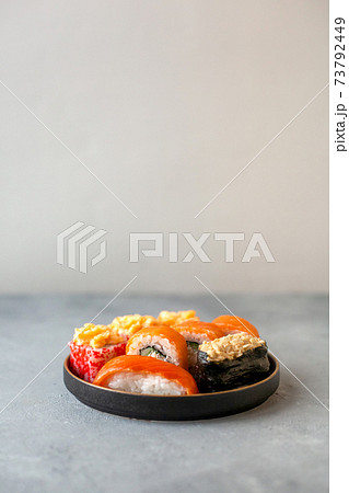 salmon sushi roll japanese food 73792449