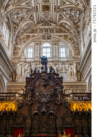 Moorish architecture inside the Mezquita Cathedral in Cordoba, Andalusia, Spain Moorish architecture inside the Mezquita Cathedral in Cordoba, Andalusia, Spain 73792521