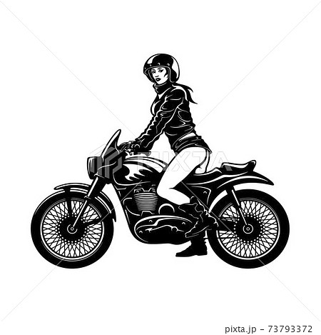 Sexy Girl and Vintage Motorcycle - Chopper,... - Stock Illustration  [73793372] - PIXTA