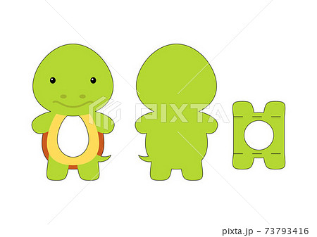 Cute die cut turtle chocolate egg holder template. Retail paper box for the easter egg. Printable color scheme. Laser cutting vector template. Isolated vector packaging design illustration. 73793416