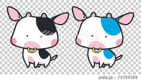 かわいい牛のマスコットキャラクターのイラスト素材