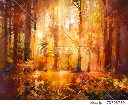 Illustration Colorful Autumn Forest Abstract のイラスト素材