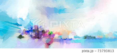 Abstract oil painting landscape. Colorful blue purple sky. Oil painting outdoor on canvas. Semi abstract tree ,field, meadow. Abstraction Landscape nature, contemporary art for background Abstract oil painting landscape. Colorful blue purple sky. Oil painting outdoor on canvas. Semi abstract tree ,field, meadow. Abstraction Landscape nature, contemporary art for background 73793813