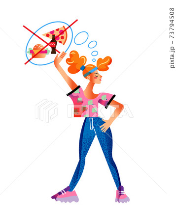 Vector character fitness girl refuses fast food 73794508