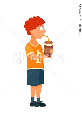 Vector character of ginger boy drinks beverage 73794535