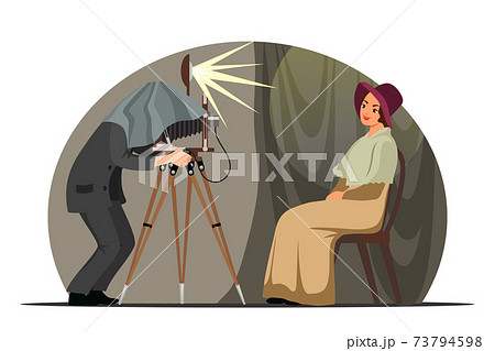 Vector character photographer with retro camera Vector character photographer with retro camera 73794598