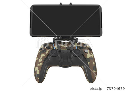 Realistic joystick for playing games on a mobile phone isolated on white 73794679