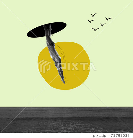 Modern design. Contemporary art. Creative conceptual and colorful collage. Surrealism. Modern design. Contemporary art. Creative conceptual and colorful collage. Surrealism. 73795032