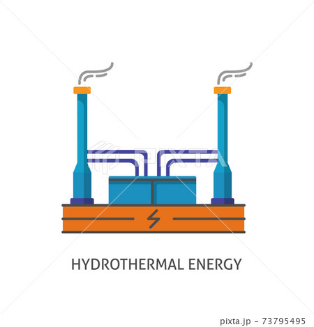 Geothermal power plant icon in flat style 73795495