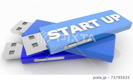 USB flash drive with start up concept 73795635