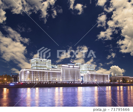 Main Building of the Ministry of Defence of the Russian Federation (Minoboron), at night-- is the governing body of the Russian Armed Forces. Moscow, Russia Main Building of the Ministry of Defence of the Russian Federation (Minoboron), at night-- is the governing body of the Russian Armed Forces. Moscow, Russia 73795666