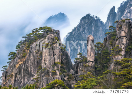view from Refreshing terrace in Huangshan mountain, known as Yellow mountain, Anhui, China. view from Refreshing terrace in Huangshan mountain, known as Yellow mountain, Anhui, China. 73795776