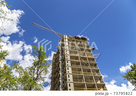 Multi-storey building under construction (new residential complex). Construction site upon renovation program in Cheryomushki district, Moscow, Russia Multi-storey building under construction (new residential complex). Construction site upon renovation program in Cheryomushki district, Moscow, Russia 73795822