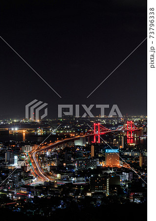 高塔山公園から見た北九州市内の夜景 新日本三大夜景 福岡県の写真素材