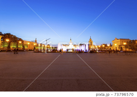 Landmarks in the territory of VDNKh (All-Russia Exhibition Centre, also called All-Russian Exhibition Center), Moscow, Russia. 73796570