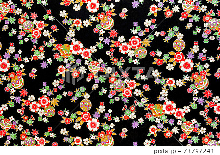 和風の花柄の背景素材、千代紙、和紙の写真素材 [73797241] - PIXTA