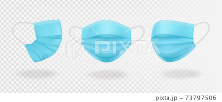 Protective mask. Isolated 3d realistic flu virus dust protection or cold prevention vector set 73797506
