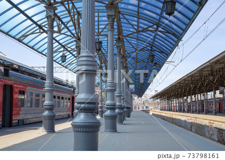 Moscow passenger platform (Yaroslavsky railway station), Russia-- is one of nine main railway stations in Moscow, situated on Komsomolskaya Square.  73798161